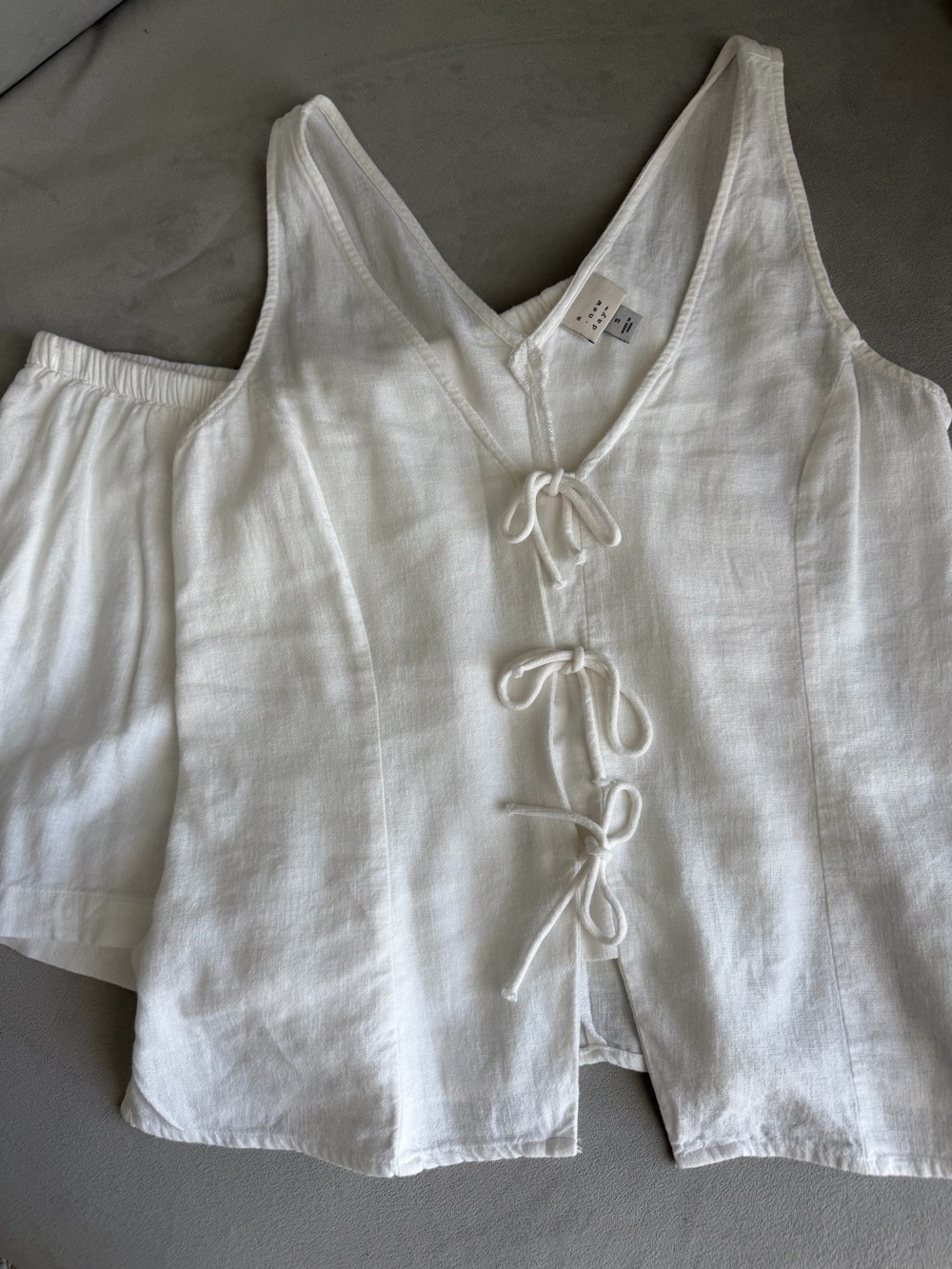 a new day White Tie-Front Linen Camisole